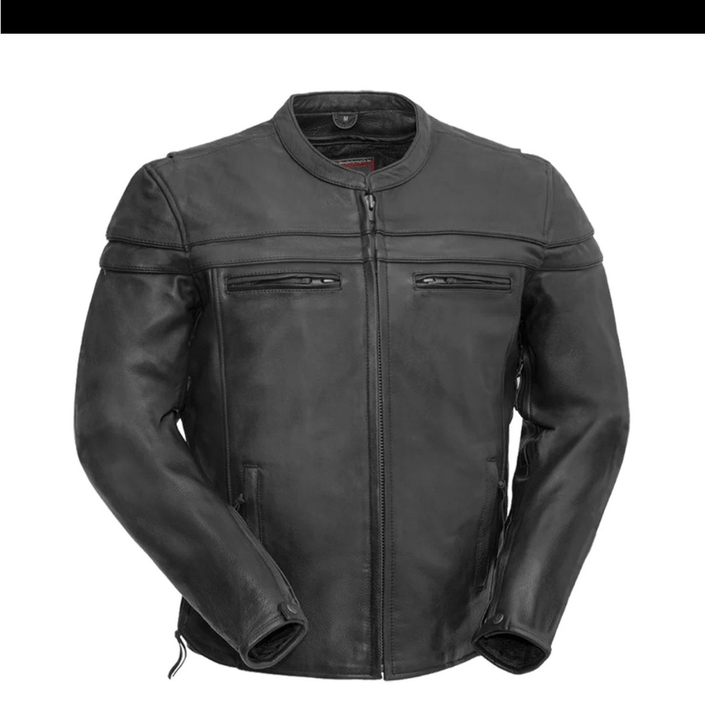 BIKER JACKET Men's Black Leather Riding Jacket FIRST CLASSICS